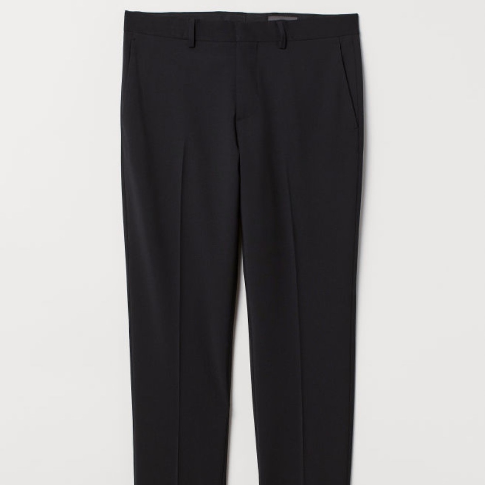 H&M Men Black Slim Fit Wool-blend Suit Dress Pants